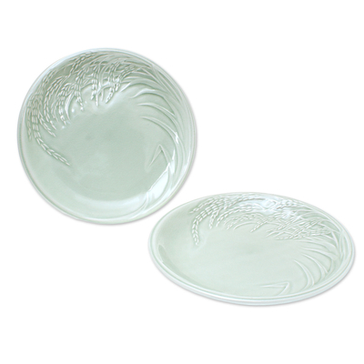 Celadon-Keramikplatten, (Paar) - Celadon-Keramikteller aus Thailand (Paar)