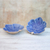 Ceramic serving bowls, 'Ivy Leaves' (pair) - Leaf-Shaped Blue Ceramic Serving Bowls from Thailand (Pair)