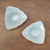Ceramic condiment servers, 'Luxe Leaves in Green' (pair) - Triangular Celadon Green Ceramic Condiment Servers (Pair)