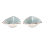 Ceramic condiment servers, 'Luxe Leaves in Green' (pair) - Triangular Celadon Green Ceramic Condiment Servers (Pair)