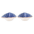 Ceramic condiment servers, 'Luxe Leaves in Blue' (pair) - Handcrafted Triangular Blue Ceramic Condiment Servers (Pair)