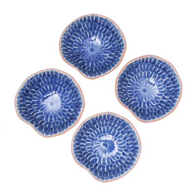Cuencos para aperitivos de cerámica Celadon, (juego de 4) - Cuencos para aperitivos de cerámica azul de Tailandia (juego de 4)