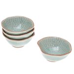 Celadon ceramic appetizer bowls, 'Sunflower Dream' (set of 4) - Celadon Ceramic Appetizer Bowls from Thailand (Set of 4)