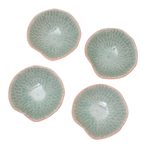 Celadon ceramic appetizer bowls, 'Sunflower Dream' (set of 4) - Celadon Ceramic Appetizer Bowls from Thailand (Set of 4)