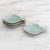 Ceramic appetizer dishes, 'Spotted Swimmers' (set of 4) - Handcrafted Celadon Ceramic Fish Appetizer Dishes (Set of 4)