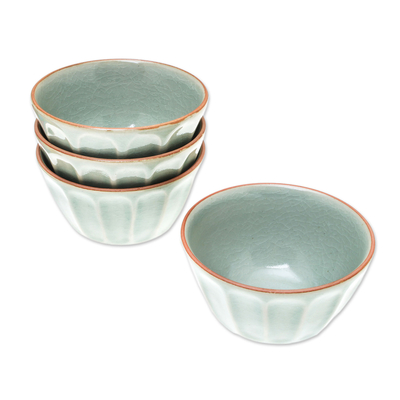 Celadon ceramic bowls, 'Simple Thai' (set of 4) - Celadon Ceramic Bowls from Thailand (Set of 4)