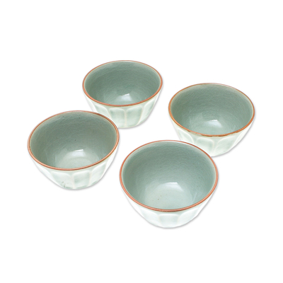 Cuencos de cerámica Celadon, (juego de 4) - Cuencos de cerámica Celadon de Tailandia (juego de 4)