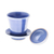 Ceramic soup cup with lid and saucer, 'Cup of Comfort in Blue' - Handcrafted Blue Ceramic Soup Cup Set with Lid and Saucer