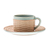 Tasse und Untertasse aus Keramik - Handgefertigte Tasse und Untertasse aus Celadon-Keramik mit Weidenmotiv