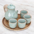 Celadon-Keramik-Teeservice, (Set für 4) - Teeservice aus Celadon-Keramik mit Elefantenmotiv (6-teilig)