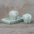 Celadon ceramic salt and pepper shaker set, 'Elephant Texture' (3 pieces) - Elephant-Themed Celadon Ceramic Salt and Pepper Shaker Set