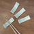 Celadon ceramic chopstick rests, 'Flower Cuisine' (set of 4) - Floral Celadon Ceramic Chopstick Rests (Set of 4)