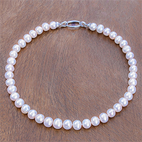 Cultured pearl beaded necklace, 'Fantastic Glow'