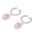 White gold plated cultured pearl dangle earrings, 'Refreshing Morning in Peach' - White Gold Plated Cultured Pearl Dangle Earrings in Peach (image 2c) thumbail
