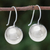 Sterling silver drop earrings, 'Shining Orb' - Round Sterling Silver Drop Earrings from Thailand (image 2) thumbail