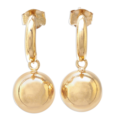 Gold plated sterling silver dangle earrings, 'Shining Ball' - Gold Plated Sterling Silver Dangle Earrings from Thailand