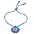 Cotton pendant necklace, 'Blue Hmong Sun Medallion' - Handcrafted Cotton Pendant Necklace in Blue from Thailand