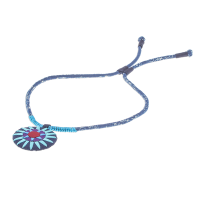 Cotton pendant necklace, 'Hmong Sun Medallion' - Handcrafted Thai Hmong Hill Tribe Cotton Pendant Necklace