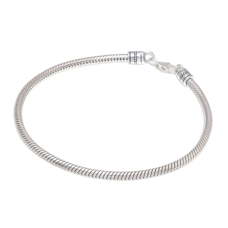 ☆TATIANA☆ Silver 925 Glazed Snake Chain Bracelet BR2193 Sterling Silver Snake Chain Bracelet from Thailand