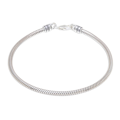 Sterling silver chain bracelet, 'Serpentine Path' - Sterling Silver Snake Chain Bracelet from Thailand