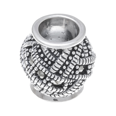 Cuenta de pulsera de plata esterlina - Brazalete de plata esterlina con patrón de tejido de Tailandia