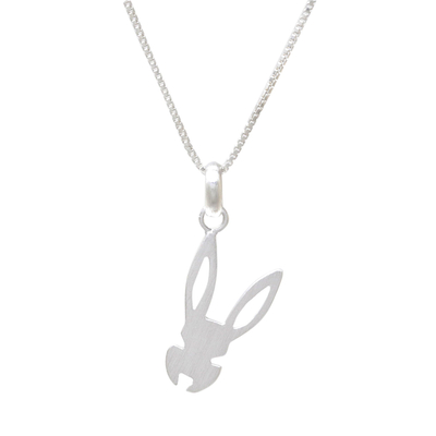 Sterling silver pendant necklace, 'Mysterious Rabbit' - Rabbit Sterling Silver Pendant Necklace from Thailand