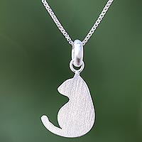 Sterling silver pendant necklace, 'Cool Cat' - Cat Sterling Silver Pendant Necklace from Thailand