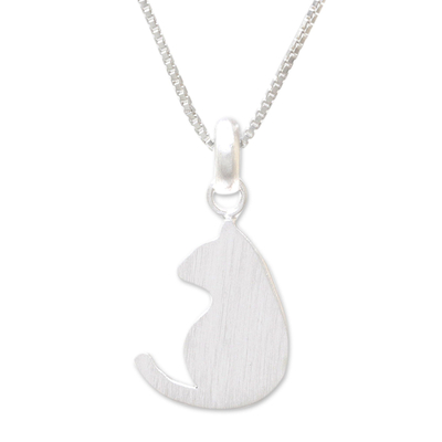 Sterling silver pendant necklace, 'Cool Cat' - Cat Sterling Silver Pendant Necklace from Thailand