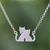 Sterling silver pendant necklace, 'Loving Cats' - Loving Cat Sterling Silver Pendant Necklace from Thailand (image 2) thumbail
