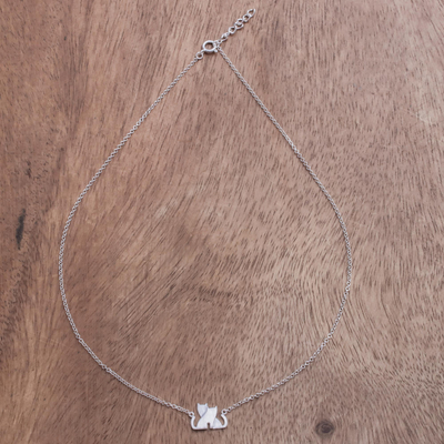 Collar colgante de plata esterlina - Collar con colgante de gato amoroso de plata esterlina de Tailandia
