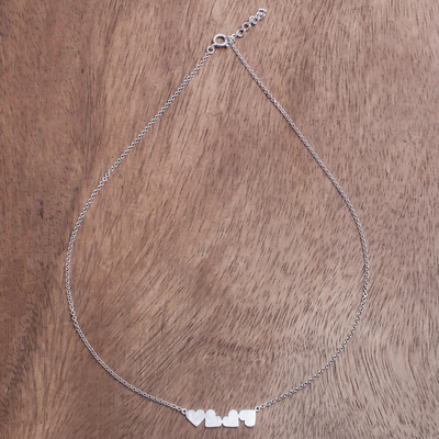 Halskette mit Anhänger aus Sterlingsilber - Herzmotiv-Anhänger-Halskette aus Sterlingsilber aus Thailand