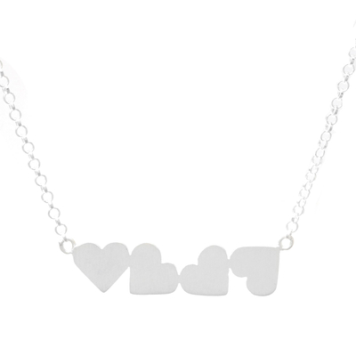 Sterling silver pendant necklace, 'Four Hearts' - Heart Motif Sterling Silver Pendant Necklace from Thailand