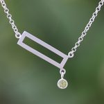 Peridot pendant necklace, 'Rectangle Dazzle' - Rectangular Peridot Pendant Necklace from Thailand