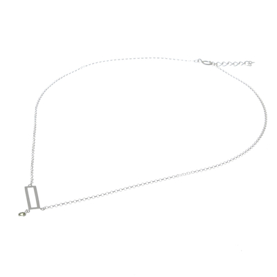 Peridot pendant necklace, 'Rectangle Dazzle' - Rectangular Peridot Pendant Necklace from Thailand