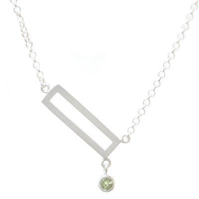 Peridot pendant necklace, 'Rectangle Dazzle' - Rectangular Peridot Pendant Necklace from Thailand