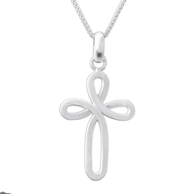 Openwork Sterling Silver Cross Necklace from Thailand