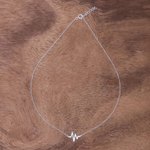 Sterling silver pendant necklace, 'Still Beating' - Sterling Silver Heartbeat Pendant Necklace from Thailand