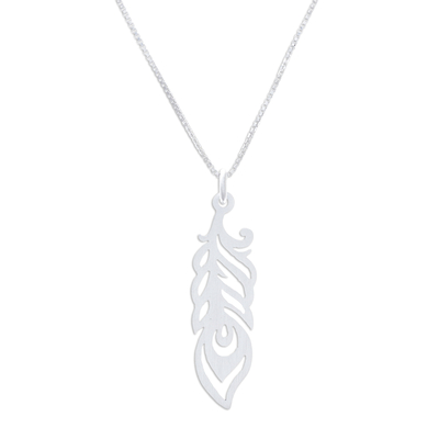 Sterling Silver Feather Pendant Necklace from Thailand
