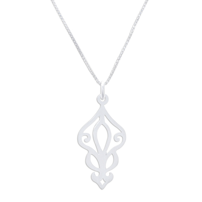 Sterling silver pendant necklace, 'Petal Magic' - Openwork Sterling Silver Pendant Necklace from Thailand