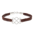 Sterling silver and leather pendant bracelet, 'Infinity Way in Brown' - Sterling Silver and Brown Leather Pendant Bracelet