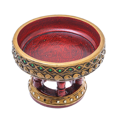 Dekorative Schale aus Holz, 'Lanna Khantoke' (6 Zoll) - Traditionelle dekorative Schale aus Mangoholz aus Thailand (6 in.)