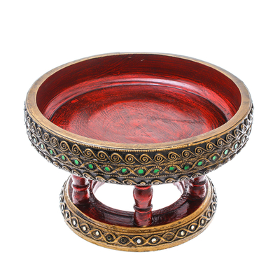 Wood decorative bowl, 'Lanna Khantoke' (10 inch) - Mango Wood Traditional Decorative Bowl from Thailand 10 in.