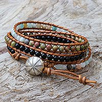 Multi-gemstone beaded wrap bracelet, 'Karen Variety' - Multi-Gemstone Beaded Wrap Bracelet from Thailand