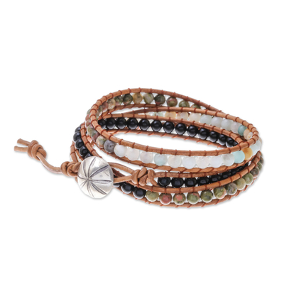 Multi-gemstone beaded wrap bracelet, 'Karen Variety' - Multi-Gemstone Beaded Wrap Bracelet from Thailand