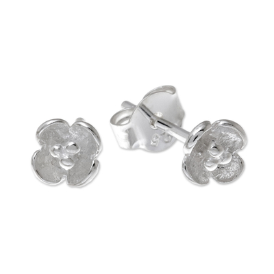 Sterling silver stud earrings, 'Pollinators' - Floral Sterling Silver Stud Earrings Crafted in Thailand