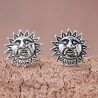 Featured review for Sterling silver stud earrings, Whimsical Suns