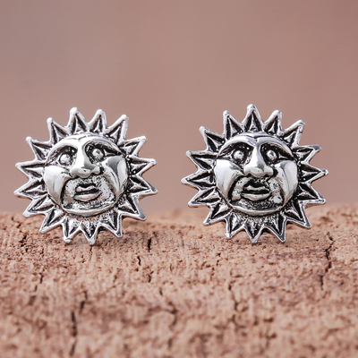Sterling silver stud earrings, 'Whimsical Suns' - Sterling Silver Sun Stud Earrings from Thailand