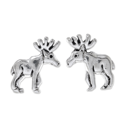Sterling Silver Moose Stud Earrings from Thailand