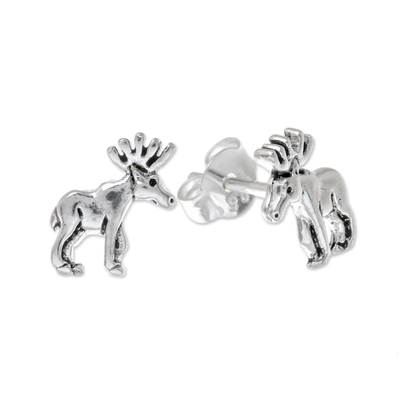 Sterling Silver Moose Stud Earrings