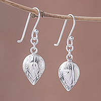 Sterling silver dangle earrings, 'Adorable Lotus' - Lotus Bud Sterling Silver Dangle Earrings from Thailand